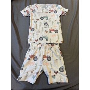 Copper Pearl Kids 3T Farm Tractor Animal Print Pajama Set‎ Short Sleeve Shorts